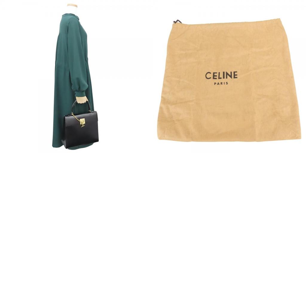 Used CELINE Handbag Gancini leather black Chain