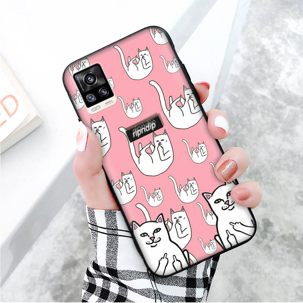 Black Case for Xiaomi Redmi 13C Note 9 iPhone XR 7 8 14 15 11 12 13 X XS Pro Max Samsung A25 S23 S24 FE Ultra Plus Middle Finger Cat
