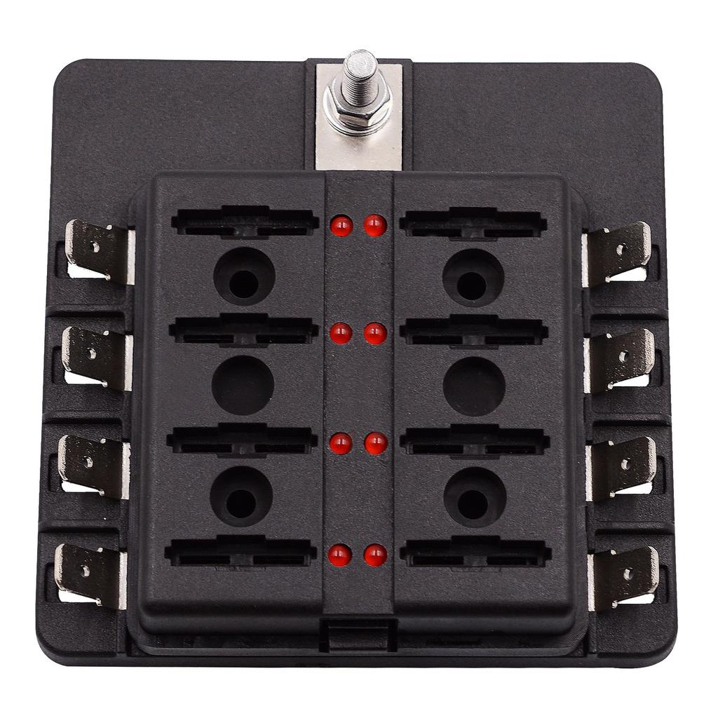 1 In 8 Out Car RV Fuse Box Base Insurance Insert PC Terminal Block Black