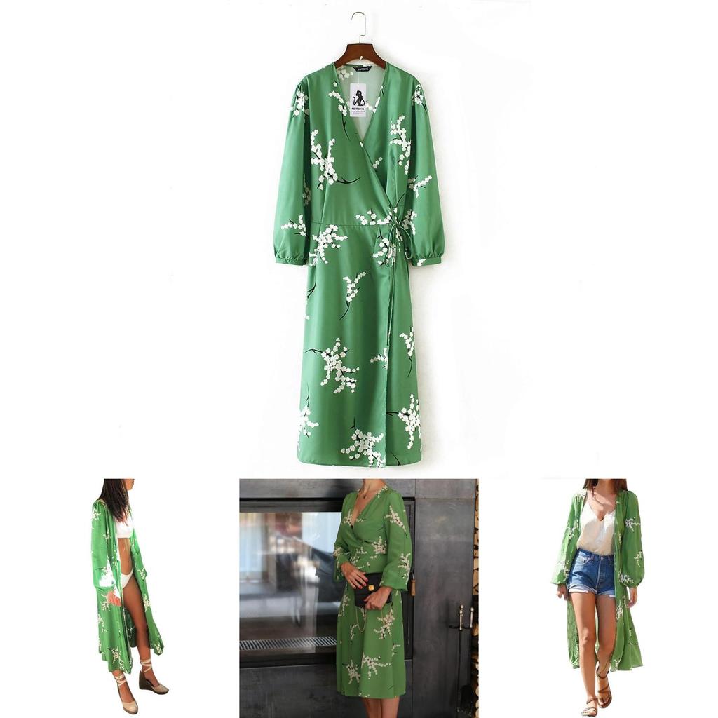 Feitong Fashion Women Floral Chiffon Kimono Top Dress Elegant Summer Beach Coverup