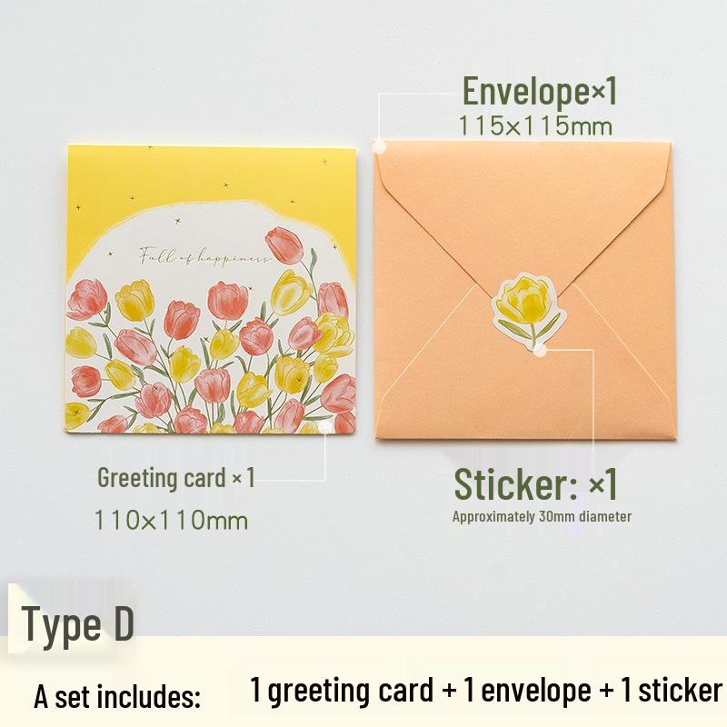 2026 Fresh Style Hand-Painted Foldable Birthday & Festival Blessing Card