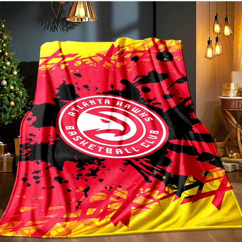 Hawks Basketball Blanket Flannel Throw for Sofa, Indoor, Camping, Living Room, Office, Chair, And Bed Soft Birthday Gift