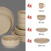 Service de Table - alpina - 16 Pièces - Faïence - Couleur Sable - Pour 4 Personnes
