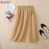 ZANZEA Damen Freizeit Elastischer Bund Einfarbig Sommerröcke