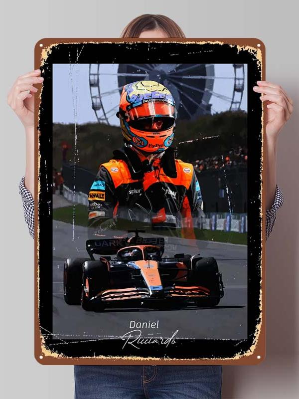 Daniel Ricciardo Plakaty Wyścigowe F1 Metalowe Znaki Dekoracja Wystrój Salonu Mężczyźni Niestandardowe Blaszane Tabliczki do Dekoracji Ścian