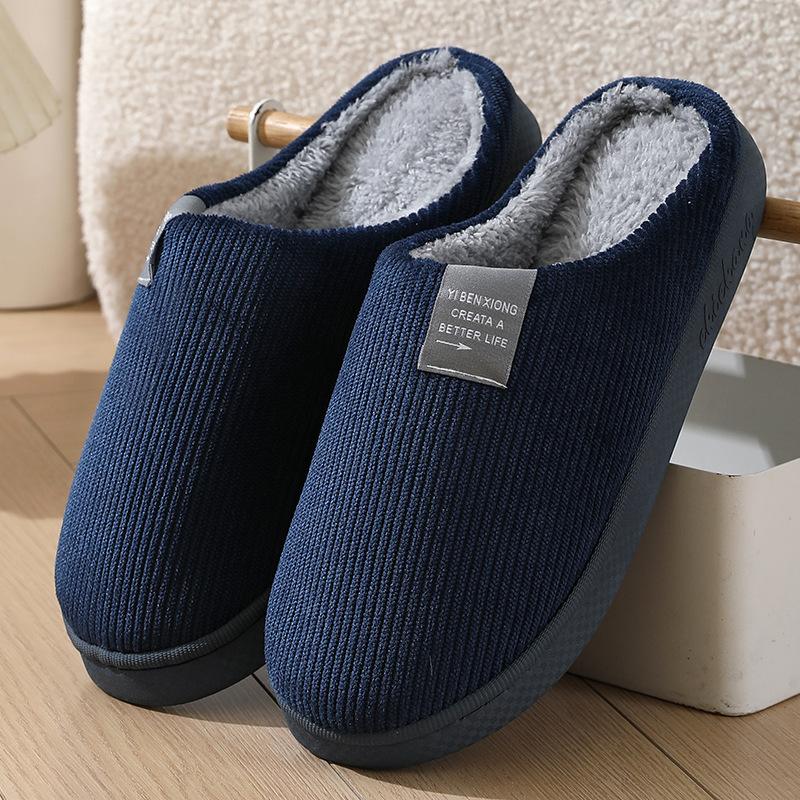 Unisex Thick Soled Cotton Slippers Warm Indoor Non Slip