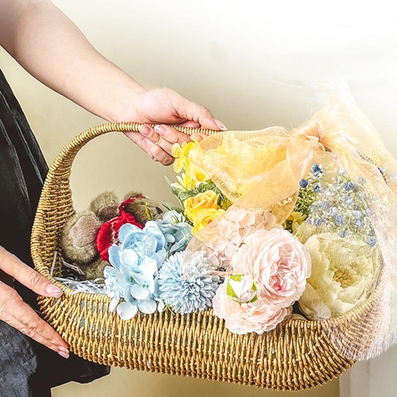 Boat Shape Handwoven Storage Basket For Picnic Flower Decoration And Home Organization Craft Of Sturdy PE Materials