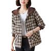 Autumn Large Size Fashion Plaid Short Hooded Jacket
