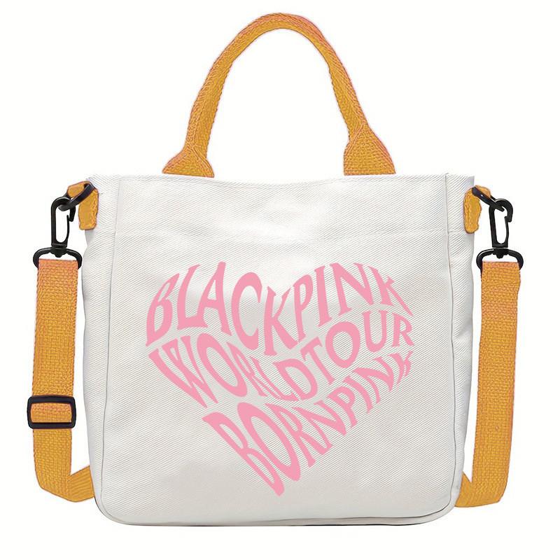 Rose Lisa Jennie Jisoo Printed Crossbody Bag Casual Canvas Shoulder Bags