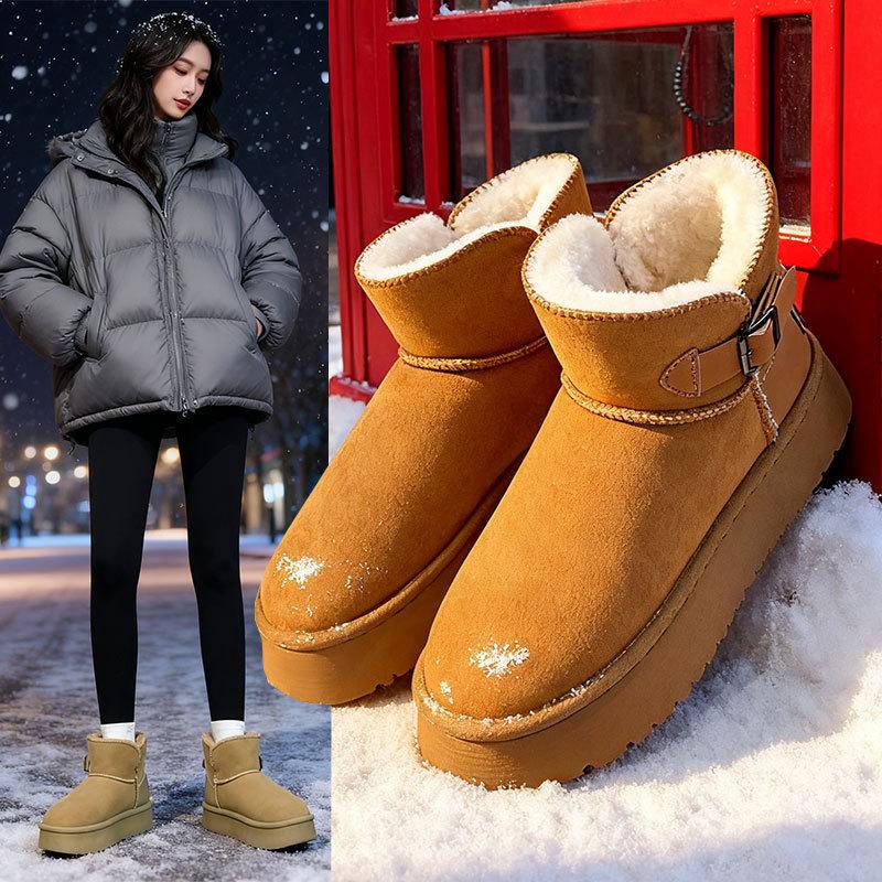 Fashion fur warm thick-soled snow boots women's winter velvet thickened new cotton shoes