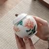 Creative Painted Flower Fish Porcelain Storage Jar Portable Sealed Tea Canister Candy Food Storage Container Decorative Jar Home