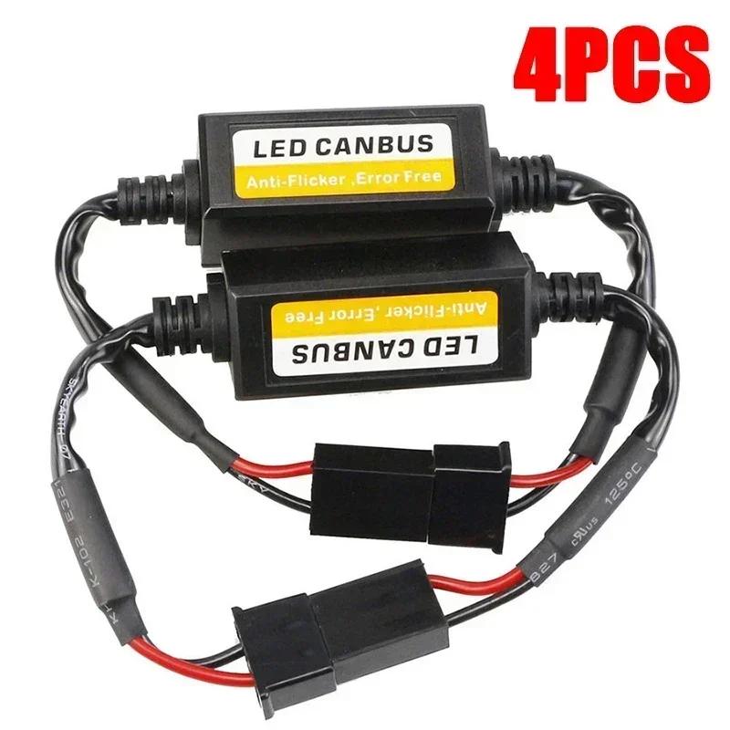 4pcs LED Canbus Decoder Adapter For H1 H4 H7 H11 9005 9006 9012 Anti-Flicker Harness Bulbs Resistor Warning Error Canceller