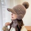 Protezione Orecchie Lavorata a Maglia Cappello di Lana da Ciclismo Invernale per Bambini Cappello Pullover con Pompon di Lana Caldo e Spesso Peluche Antivento