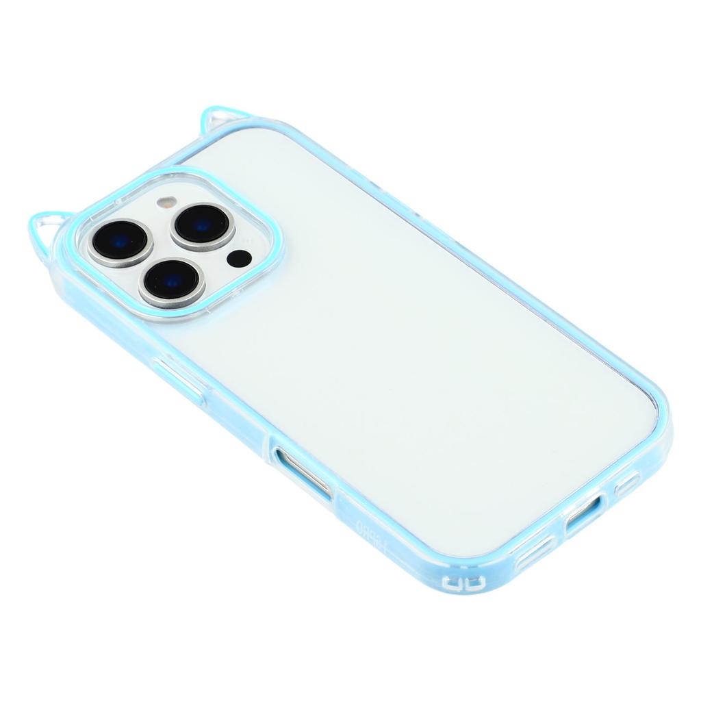 For iPhone 16 Pro Max Case Cat Ear Design TPU + Acrylic Clear Phone Back Cover