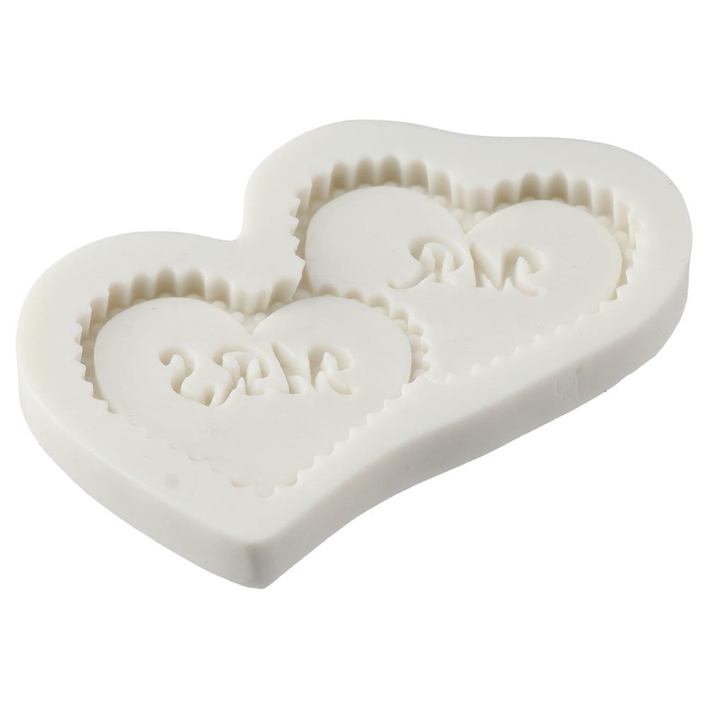 2pcs Silicone Wedding Chocolate Molds White Wedding Candy Molds Heart Fondant Molds  Cake Decorating