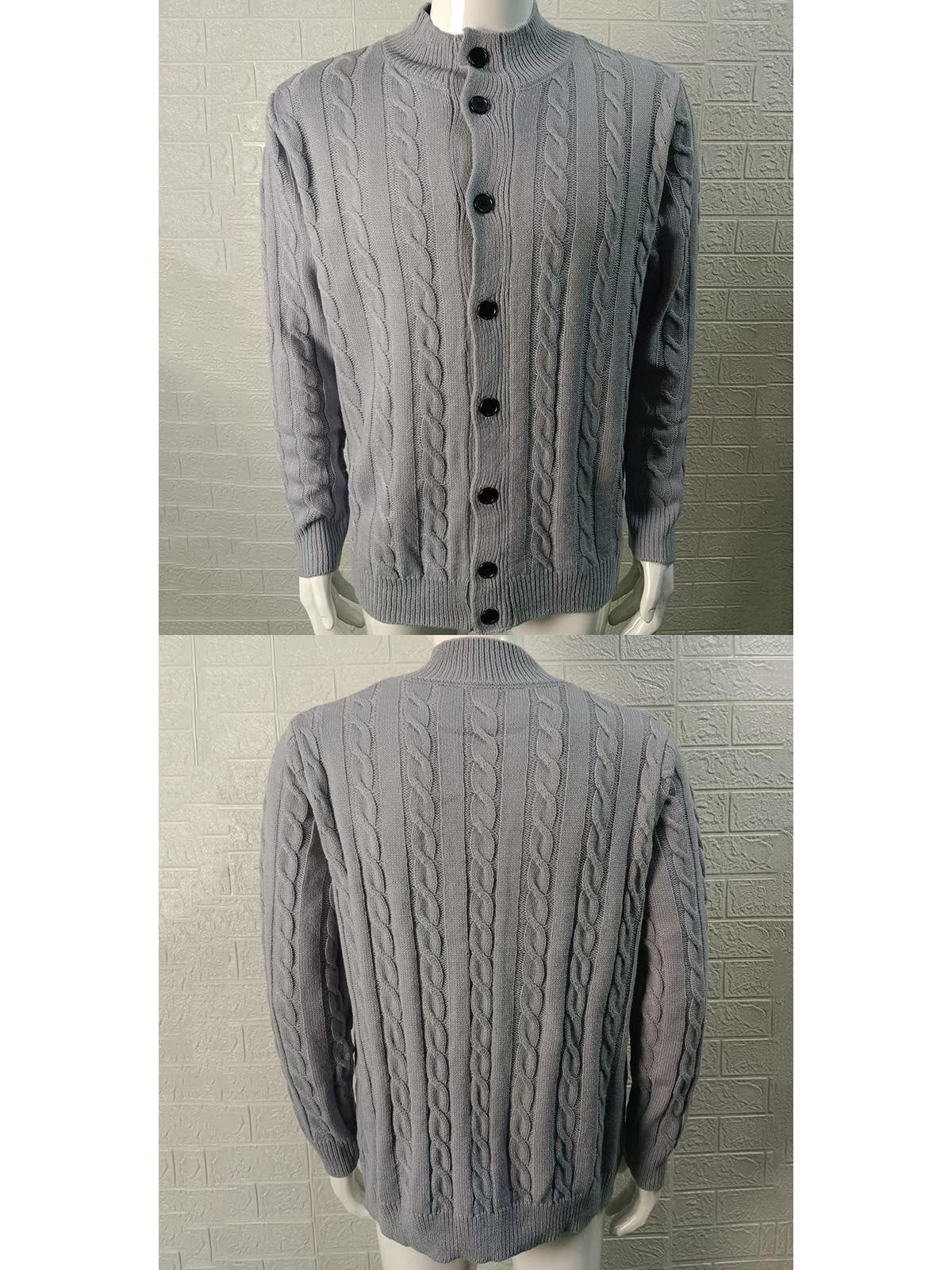 

2025 Autumn/Winter Men s Slim-Fit Cable Knit Half-High Neck Sweater Coat M сірий колір