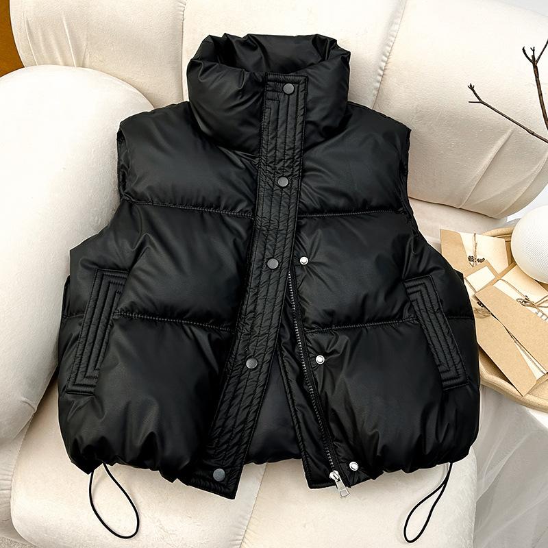 New Winter Down Cotton Clothes Vest Stand-up Collar White Vest Short Sleeveless Light Vest Jacket Women's Clothing
