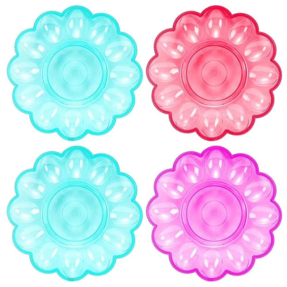 

Flower-Shape Egg Holder 12 Grids Serving Tray Easy To Clean Egg Crate Deviled Eggs Random Color