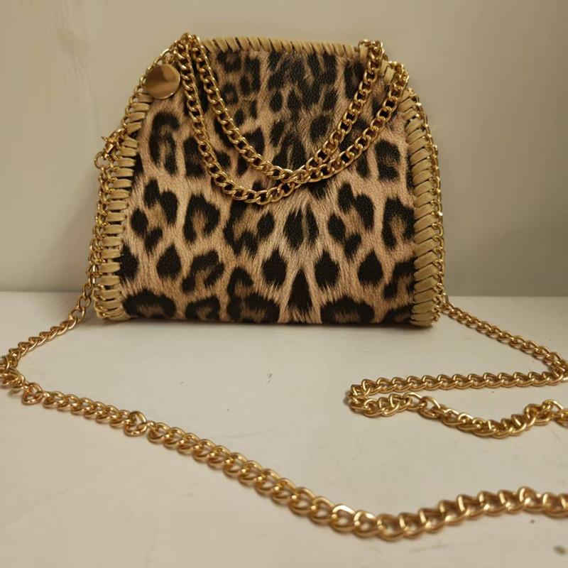 2025 Fashion Weaving Side Line Leopard Women Handbags Luxury Designer Lady Chain Crossbody Bags Travel Vacation Messenger Bag