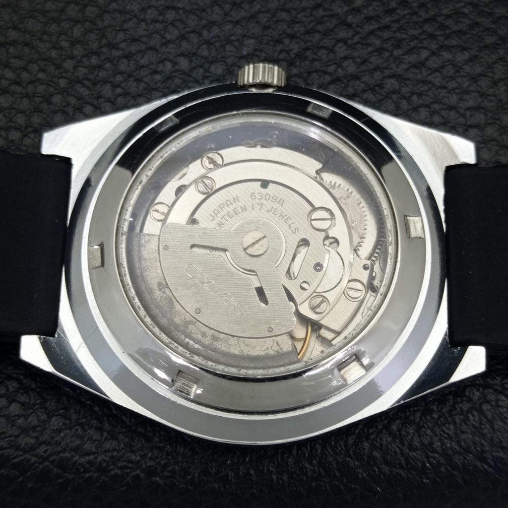 SEIKO 5 AUTOMATIC VINTAGE REFURBISHED 6309A JAPAN MENS BLACK WATCH a440782-4 Sk-a440782