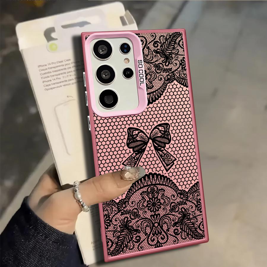 

Чехол-накладка Design Sense с черным кружевом для Samsung Galaxy S25 S21 S23 S24 FE S25Edge S23 Ultra Note 20 Ultra S22 S20 Plus Galaxy S21