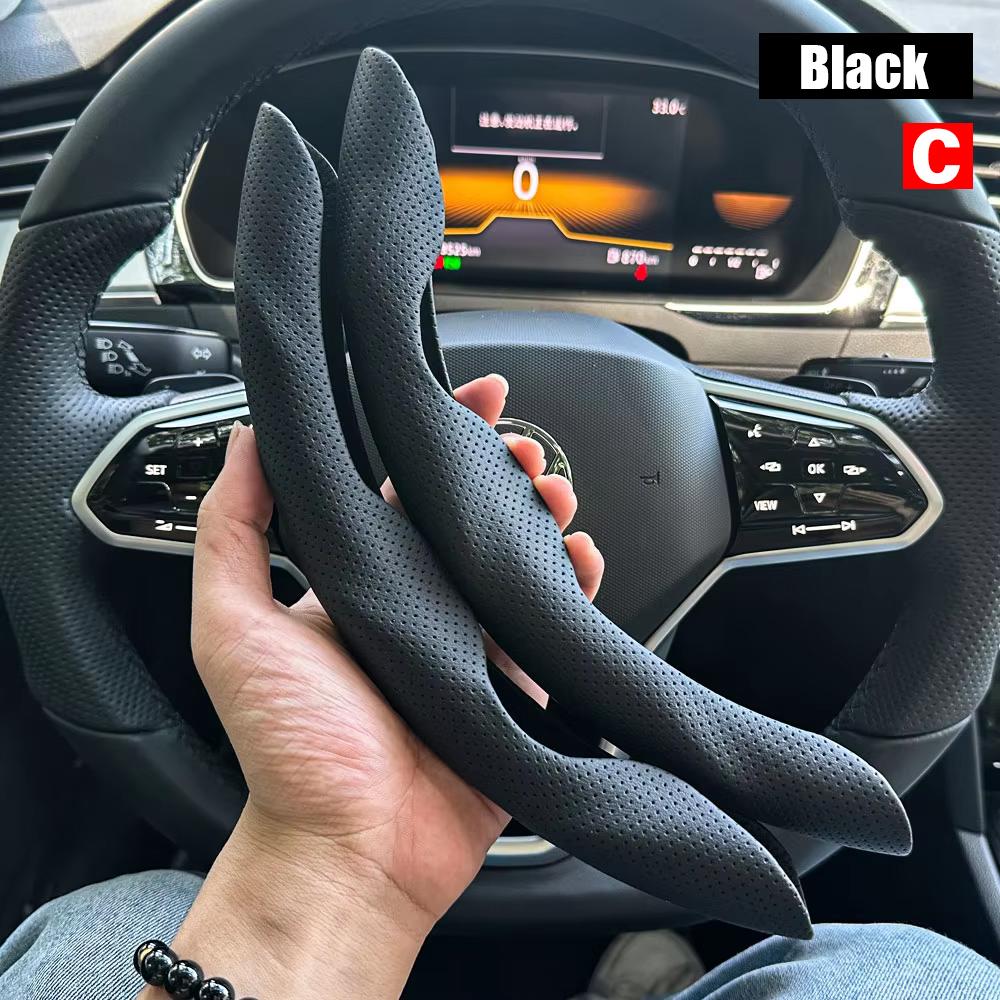 2PCS Carbon Fiber Silicone Car Steering Wheel Cover Custom Anti-skid Booster Cover Auto Accessories 38cm For Auto Deco 2025