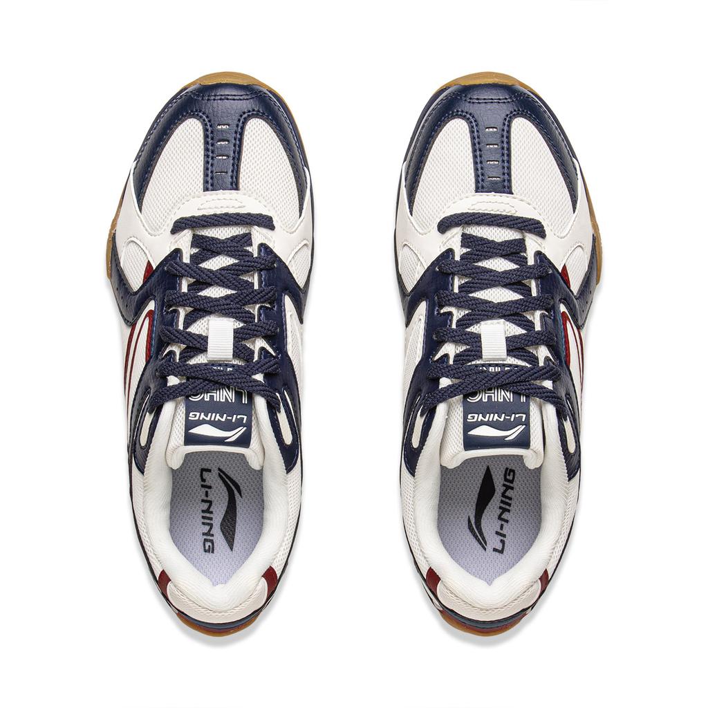 Li Ning Retro Klassiska Ballerinaskor Bekväma Lätta Mjuka Elastiska Halkfria Slitstarka Fritidsskor Dam flats Vit Blå AGLV204-4