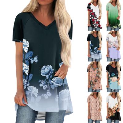 Damen Kurzarm Lose Tops Plus Size Casual Tops V-Ausschnitt Kurze Ärmel Casual Sommer T-Shirts Damen Tops T-Shirts Shirts