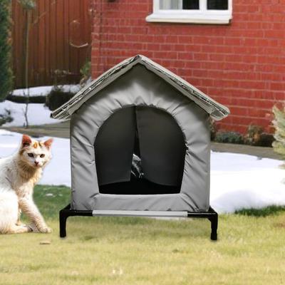 Outdoor-Katzenhaus Isoliert Erhöhte Füße Wetterfest Warm Winddicht Zelt für den Winter