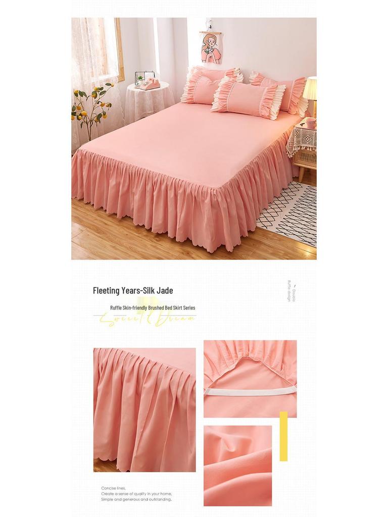 Ruffled Bed Skirt: Non-Slip One-Piece Dust Cover for Girls, Sizes 1.5 & 1.8