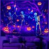 BVBOX Castle Blacklight Halloween Tapestry Horror Moon Night Scary Cemetery Pumpkin Lantern Halloween Tapestry Wall Hanging Skul