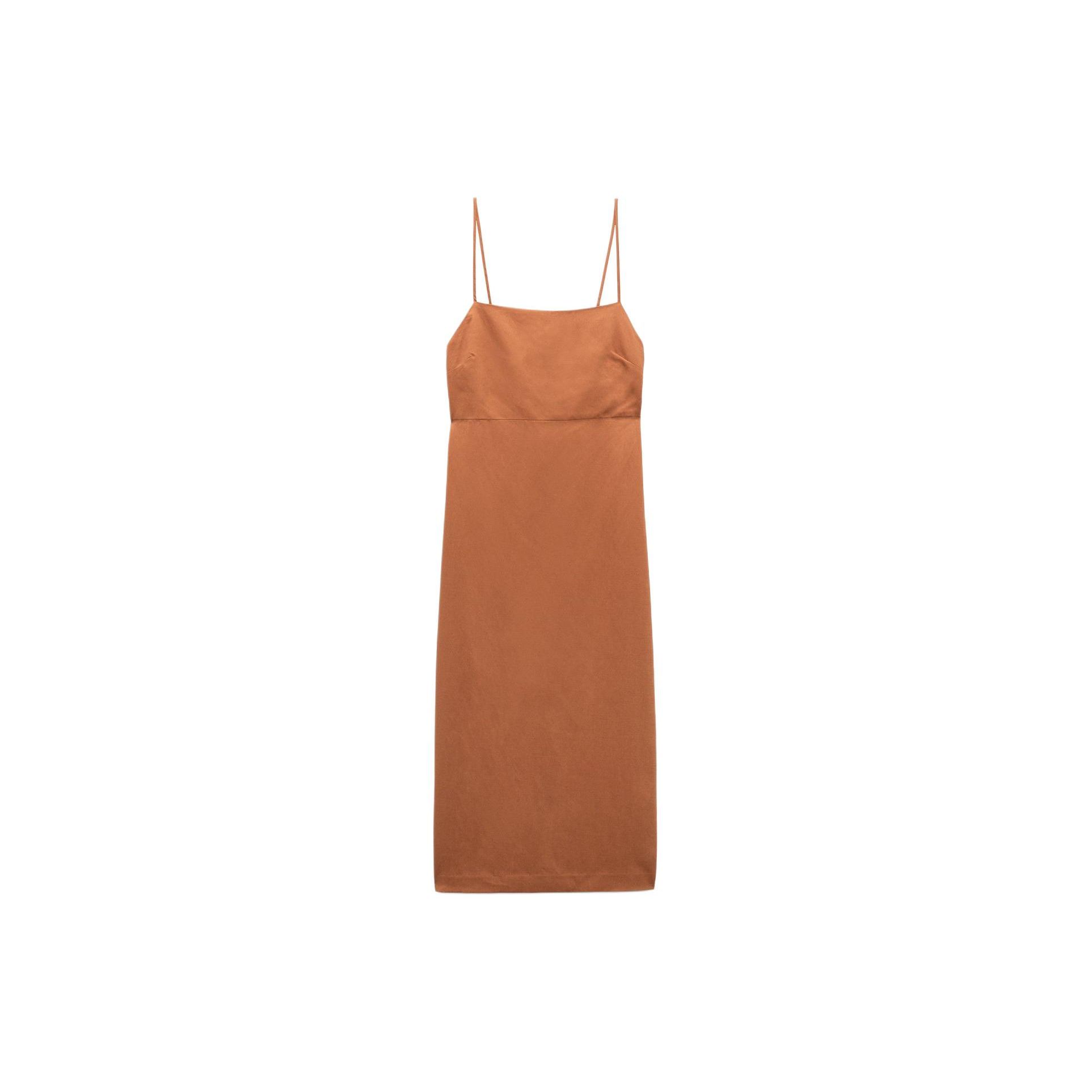 

Zara Solid Color Sweet Linen Slip Dress Women dresses Orange 4786297 615 M
