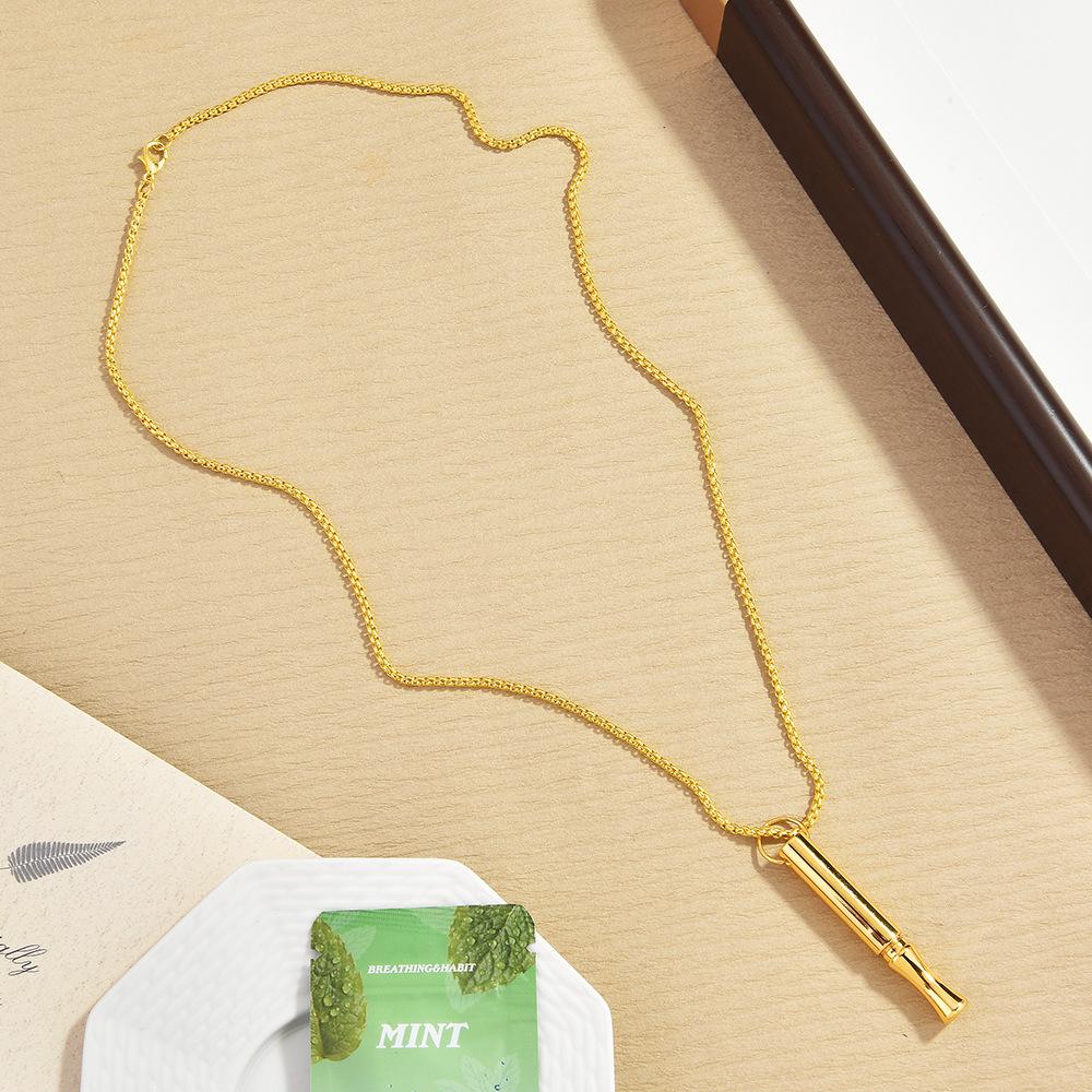 Stainless Steel Anti-Anxiety Mindfulness Meditation Whistle Necklace