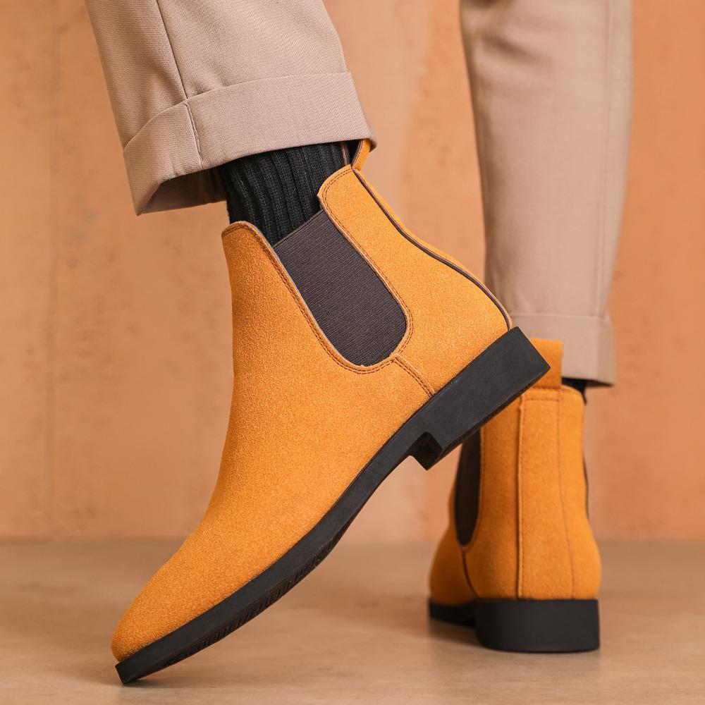 Chelsea Boots Men Imitation Deer Skin Chelsea Men's Boots Mid Tube Suede Shoes for Men Ankle Boots Botas Cuturno Masculinas