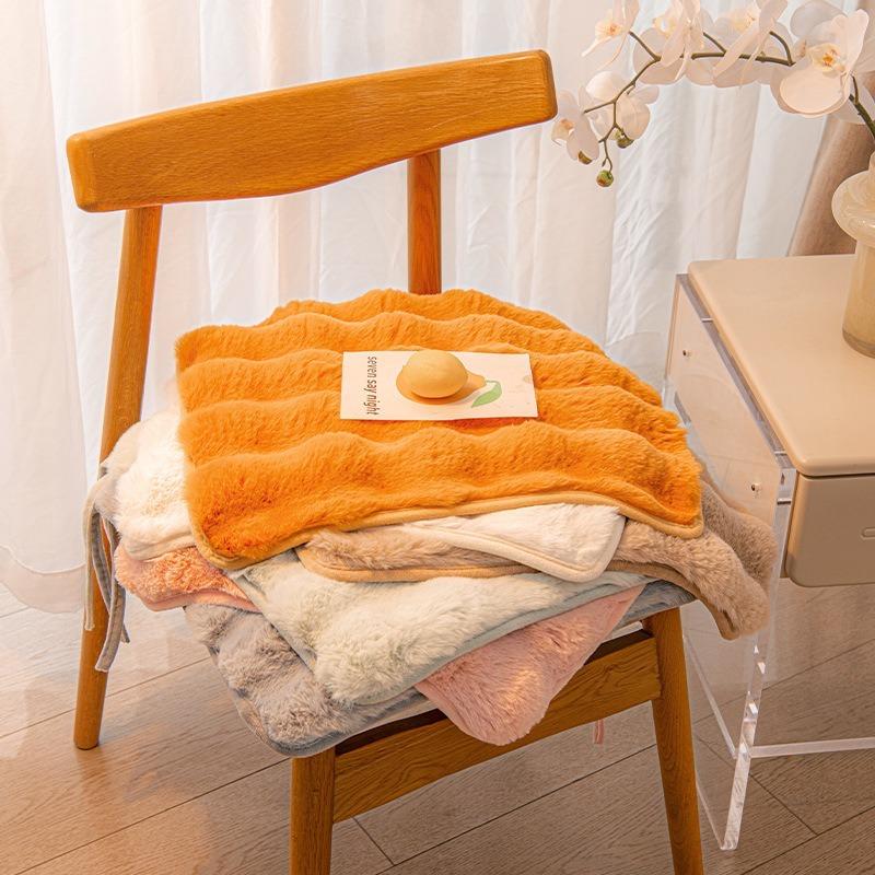 Light Luxury Rabbit Plush Seat Cushion Chair Pad Classroom Office Winter Student Sedentary Comfortable Warm Cozy Essential Aid