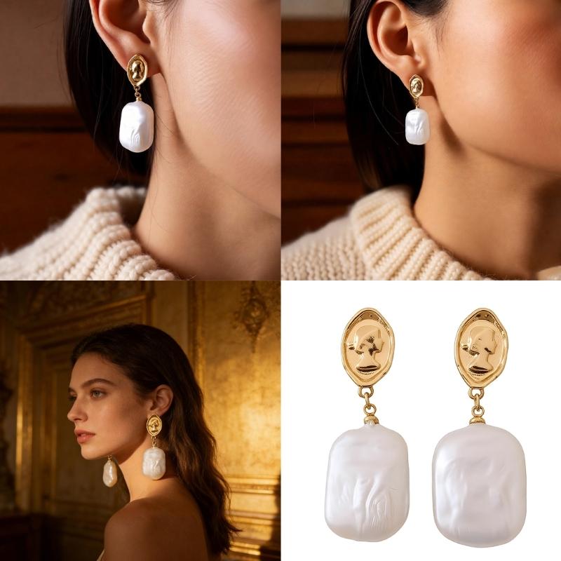 Elegant Freshwater Pearls Earrings for Women Craft In Sturdy Copper Materials Comfortable Designs for Any Occasion