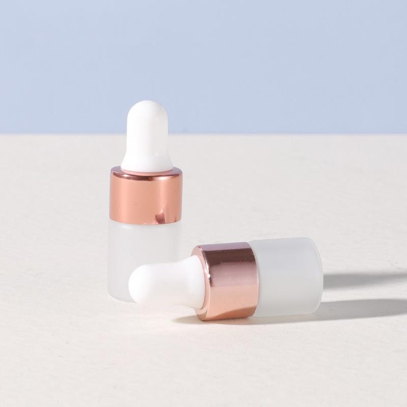 5Pcs 1/2/3/5Ml Frosted Glass Dropper Bottles Empty Essential Oil Bottles Jars