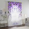 2 Pcs Elegant Purple Wisteria Sheer Curtain – Polyester Rod Pocket for Living Room Bedroom Balcony Study Decor