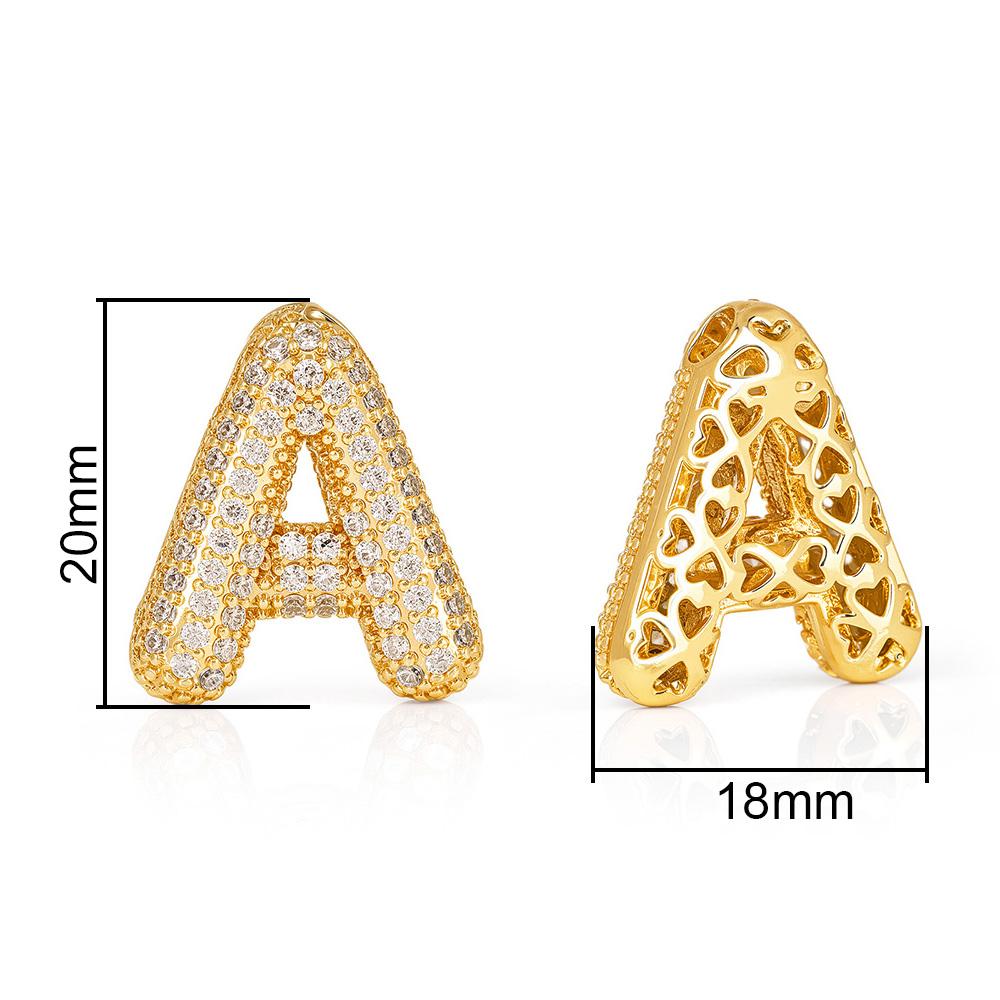 1pc Brass Charms Gold Plated 26 Bubble A-Z Letter Dainty Shiny Zircon Small Charms Connector Pendant For Necklace DIY Jewelry