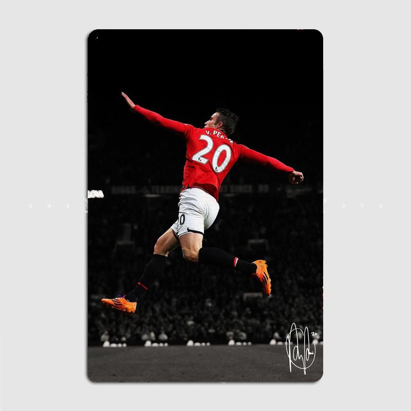 Robin van Persie Football Player The Red Devils Retro Metal Poster Sign Club Wall Art Plaque Tin Sign Room Decoration Home Decor