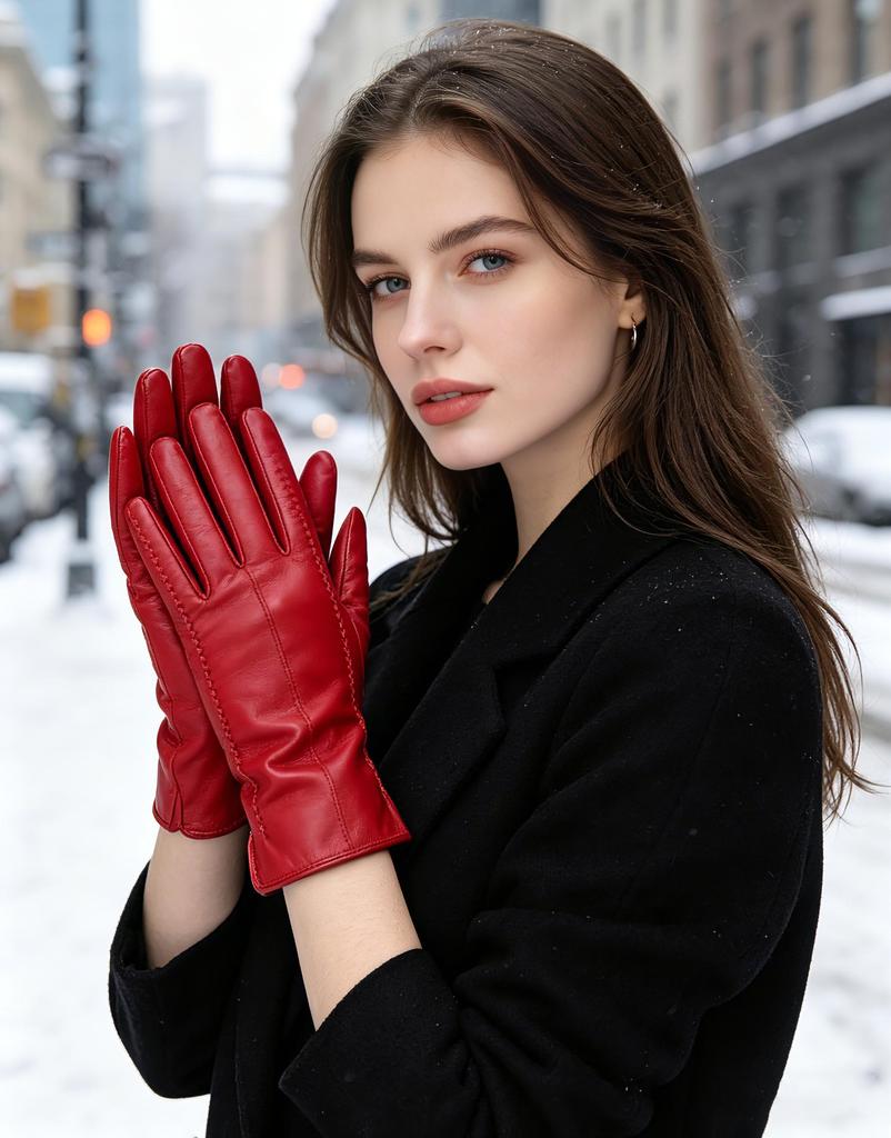 Fashion Women's Gloves Color Sheepskin Winter Warm Thin Touch Screen Gloves High Quality