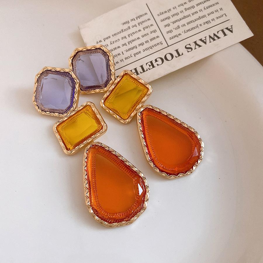 Vintage Resin Oval Earrings Necklace Retro Style Clavicle Chain Luxury Neck Jewelry