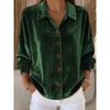 Women's Casual Long-Sleeve Shirt-Collar Cardigan, Velvet, Multi-Color Women's Top Shirt