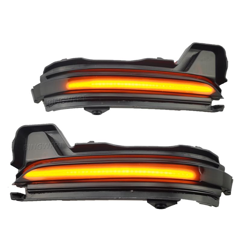2X Car Yellow Flowing Water Side Lights For Skoda KODIAQ 2016-2020 Dynamic LED Rearview Mirror Streamer Turn Signal Lights