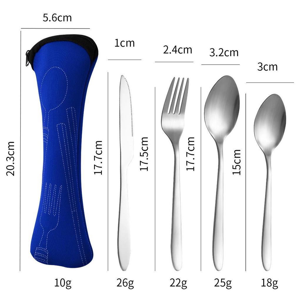 Portable Stainless Steel Western Cutlery Set: Knife, Fork, Spoon & Cloth Bag - Creative Three-Piece Gift Set