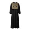 ZANZEA Women Hollow Splice Loose Casual Round Neck Long Sleeve Vintage Dress