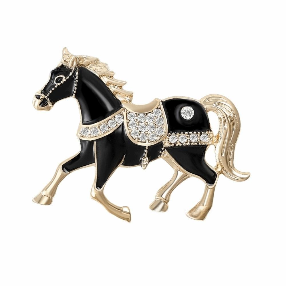 

Luxury Enamel Rhinestone Horse Brooch Chinese Style Animal Lapel Pins Zodiac Pin Party Decoration
