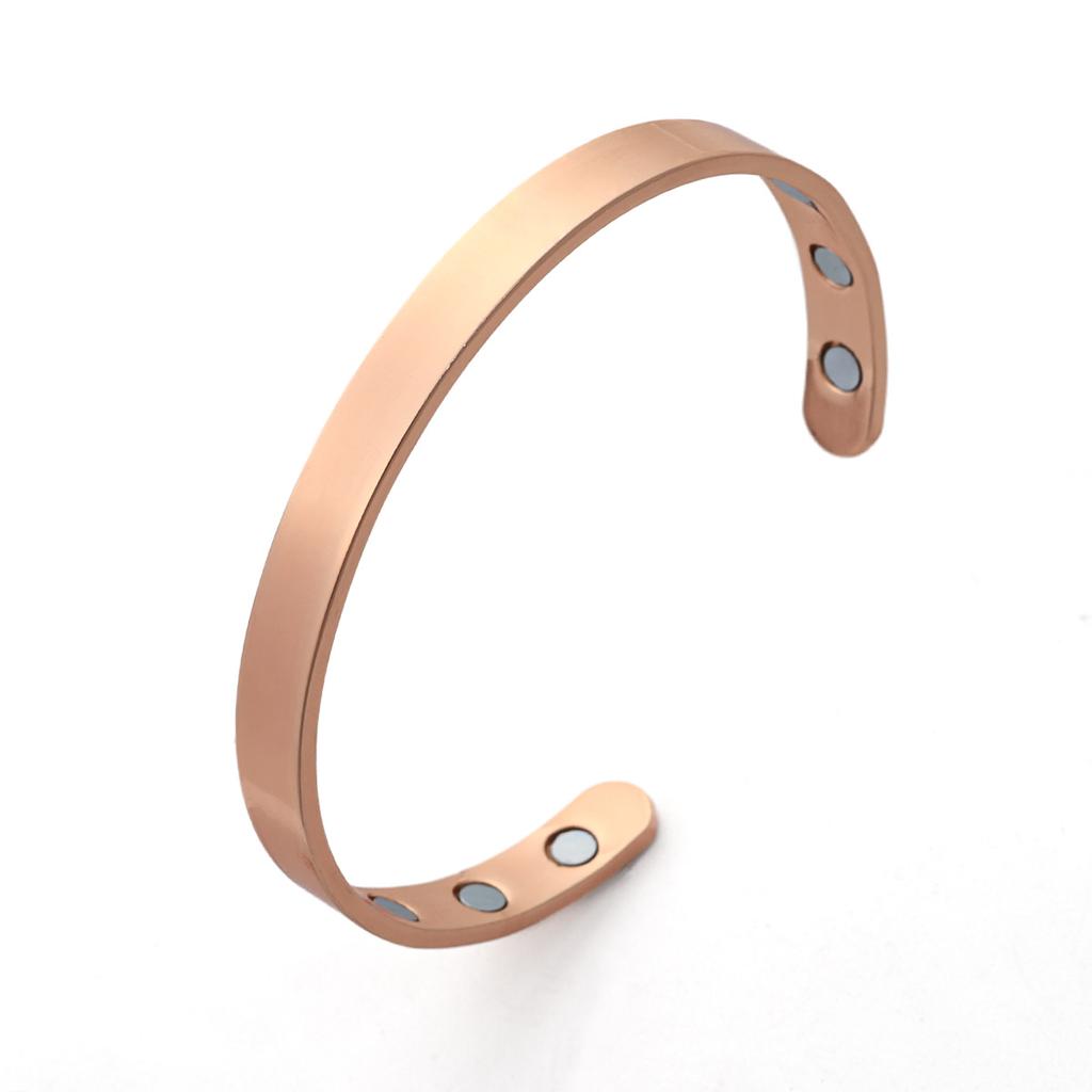 Magnetic Ancient Red Copper Brushed Opening Adjustable Bracelet Ring Spot Quick Delivery