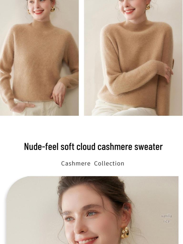 Autumn Winter Twelve-Needle Ribbed Cashmere Sweater Women's Warm Fashion Pullover