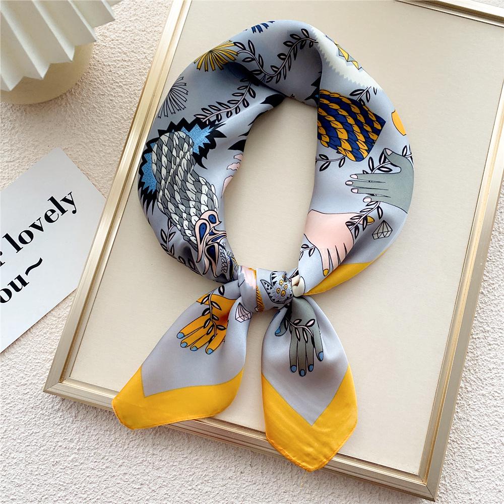 70 Small Square Silk Scarf: Women's Retro Chic Sunscreen Neck, Head, or Wrist Scarf In Korean Style for Autumn and Winter